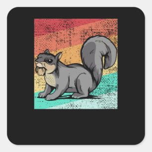 Sticker Carré Squirrel Retro
