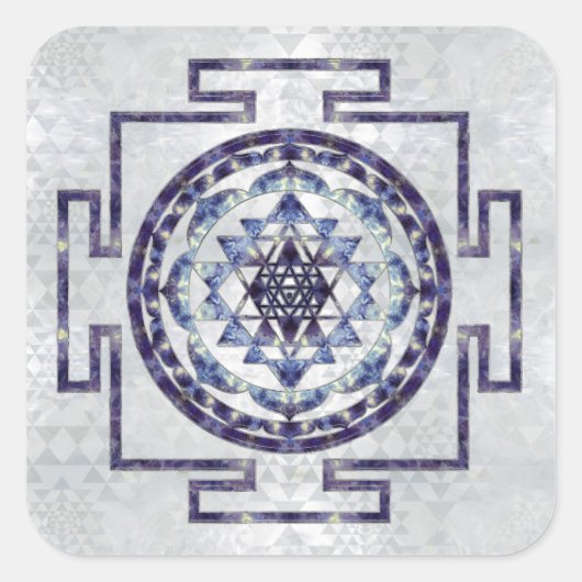 Sticker Carré Sri Yantra / Sri Chakra Gemstone et perle (Devant)