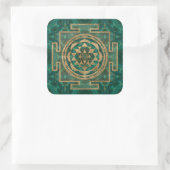 Sticker Carré Sri Yantra / Sri Chakra Malachite et or (Sac)
