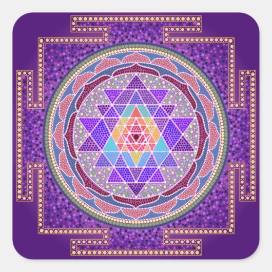 Sticker Carré Sri Yantra violet (Devant)