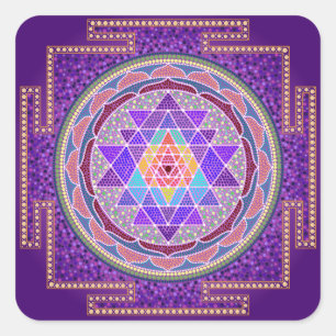 Sticker Carré Sri Yantra violet