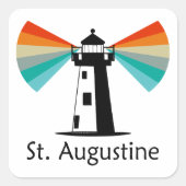 Sticker Carré St. Augustine Florida Lighthouse Rainbow (Devant)