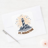 Sticker Carré St. Augustine Florida Lighthouse Sunrise (Enveloppe)