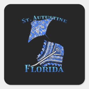 Sticker Carré St. Augustine Florida Tribal de vacances Stingray