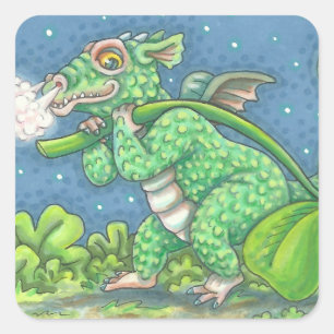 STICKER CARRÉ ST. DRAGON IRLANDAIS DE PATRICK, TISSU D'IMAGINAIR