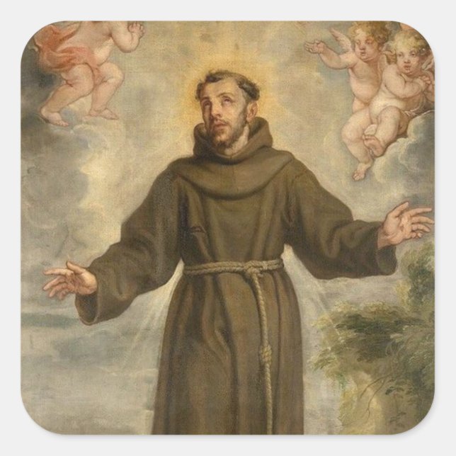 Sticker Carré St Francis du saint patron d'Assisi des animaux (Devant)