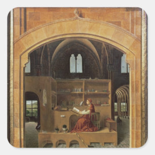 Sticker Carré St Jerome dans son étude, c.1475
