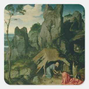 Sticker Carré St. Jerome in the Desert (oil on panel)