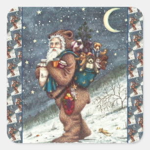 STICKER CARRÉ ST. NICK DANS LA COUVERTURE TEDDY BEAR, NOËL TEDDI