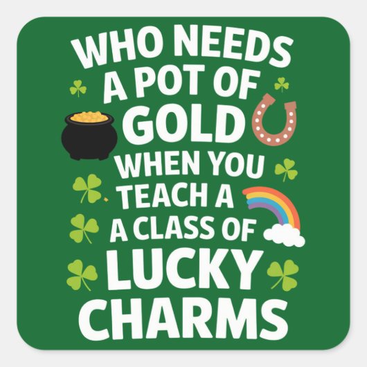 Sticker Carré St patrick acher Lucky Charm Clover Irlandais (Devant)