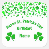 Sticker Carré St Patrick's Day Birthday Green Shamrocks Confetti (Devant)