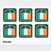 Sticker Carré St Patrick's Day Ireland Flag Custom Name Shamrock (Feuille)