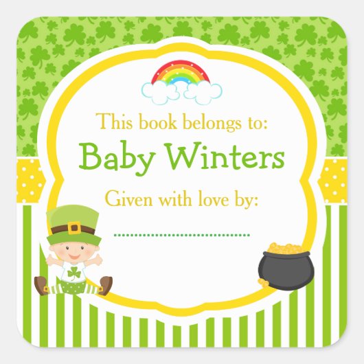 Sticker Carré St Patrick's Day Irish Holiday Boy Baby shower (Devant)