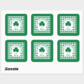 Sticker Carré St Patricks Day NAME Irish Clover Green Check LG (Feuille)