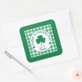Sticker Carré St Patricks Day NAME Irish Clover Green Check LG (Enveloppe)