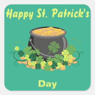 Sticker Carré St. Patrick's Day Pot of Gold Green