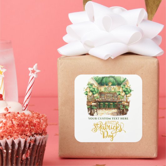 Sticker Carré St. Patrick's Day Pub Personnalisé (Fête)