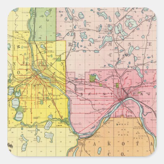 Sticker Carré St. Paul, Minneapolis, Minnesota (Devant)