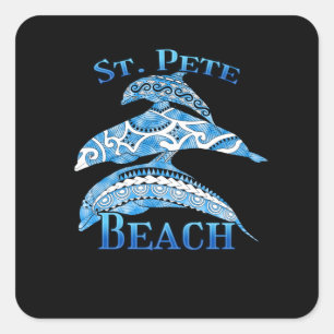 Sticker Carré St. Pete Florida Beach Vacation Dauphins tribaux