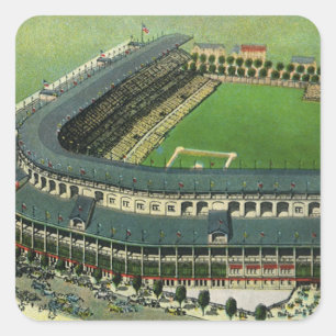 Sticker Carré Stade de baseball vintage, Vue aérienne