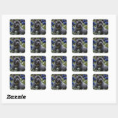 Sticker Carré Staffordshire Bull Terrier Dans Blue Rose Garden, (Feuille)