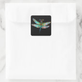 Sticker Carré Stained Glass Colorful Dragonfly (Sac)