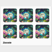 Sticker Carré Stained Glass Little Fairy With Dragonfly (Feuille)