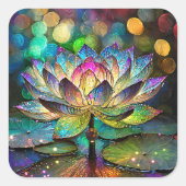 Sticker Carré Stained Glass Vibrant Lotus Flower (Devant)