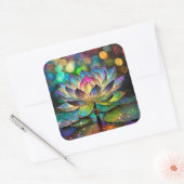 Sticker Carré Stained Glass Vibrant Lotus Flower (Enveloppe)