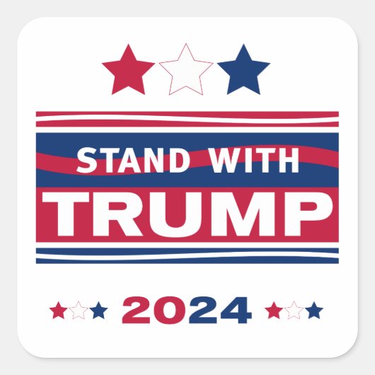 Sticker Carré Stand with Trump~2024~MAGA (Devant)