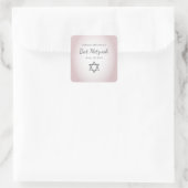Sticker Carré Star de David Simple Pretty Bat mitzvah rose pâle (Sac)