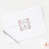 Sticker Carré Star de David Simple Pretty Bat mitzvah rose pâle (Enveloppe)