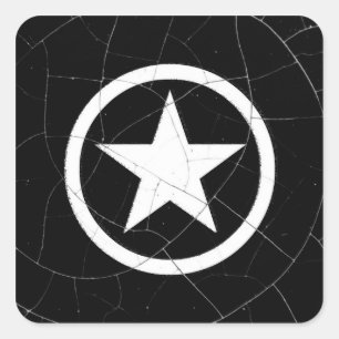 Sticker Carré Star de l'armée noire et blanche