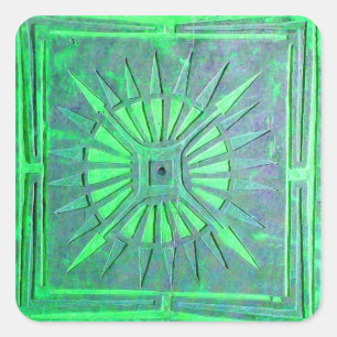 Sticker Carré STAR DU MATIN, bleu, lumière, vert