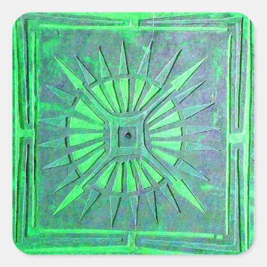 Sticker Carré STAR DU MATIN, bleu, lumière, vert (Devant)