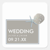 Sticker Carré Starfish and Sand Dollar - Mariage plage (Devant)