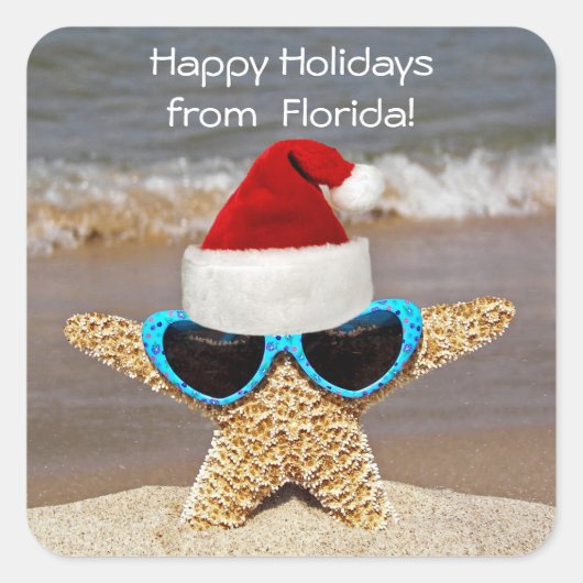 Sticker Carré Starfish de Noël (Devant)
