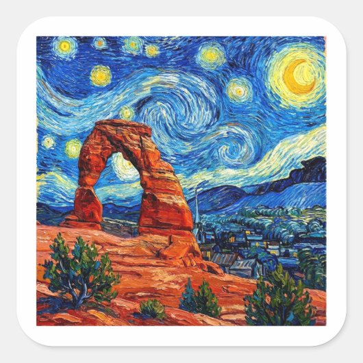 Sticker Carré Starry Night Arches National Park (Devant)
