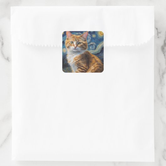 Sticker Carré Starry Night Cat (Sac)