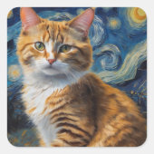 Sticker Carré Starry Night Cat (Devant)
