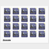 Sticker Carré Starry Night mariage faveur merci (Feuille)