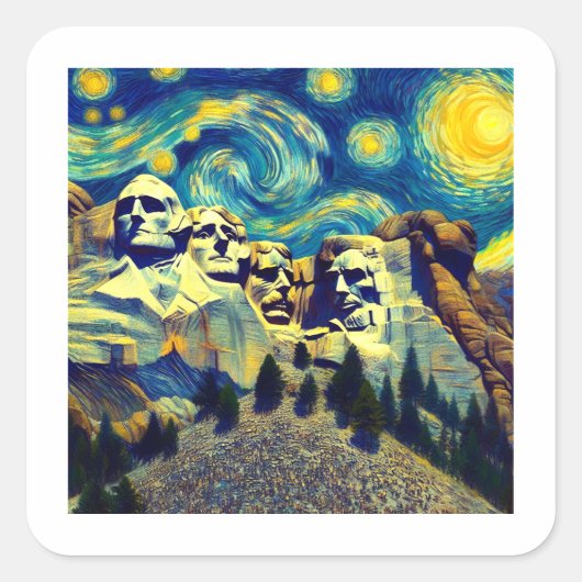Sticker Carré Starry Night Mt. Rushmore Dakota du Sud (Devant)