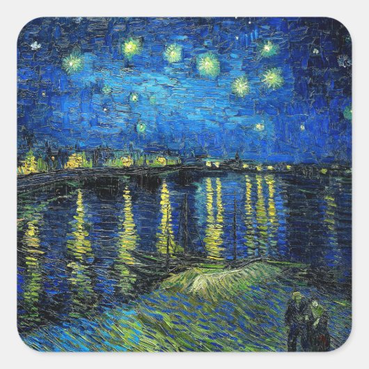 Sticker Carré Starry Night Over the Rhone par Vincent Van Gogh (Devant)