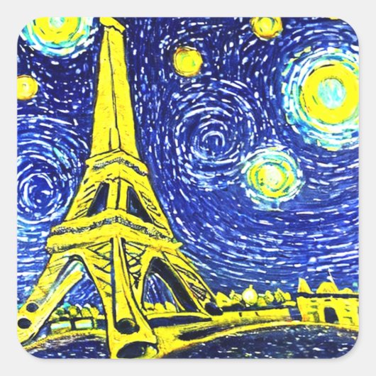 Sticker Carré Starry Night Paris France (Devant)