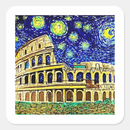 Sticker Carré Starry Night Rome Italie (Devant)