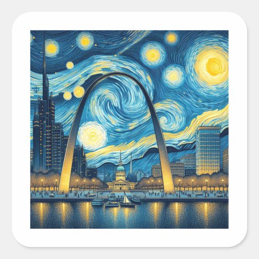 Sticker Carré Starry Night St. Louis Missouri (Devant)