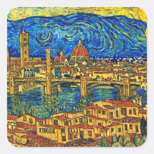 Sticker Carré Starry Starry Night Florence Italie (Devant)