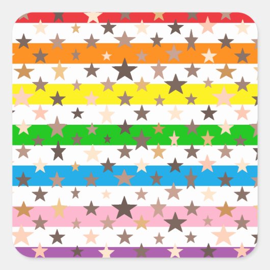 Sticker Carré Stars and Stripes of Many Colors! (Devant)