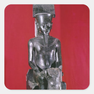 Sticker Carré Statue assise du dieu Amon protégeant