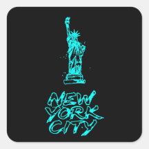 Statue de la Liberté de New York City Néon Cyan Pi